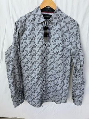 Signature Studio Men’s Gray Paisley Button-Down Shirt